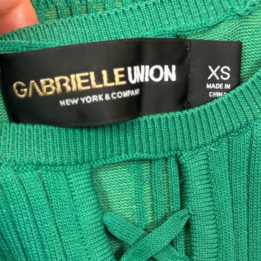 Gabrielle Union Green Ribbed Sleeveless Bodycon Sweater Dress Size Large. A7 - Picture 14 of 17